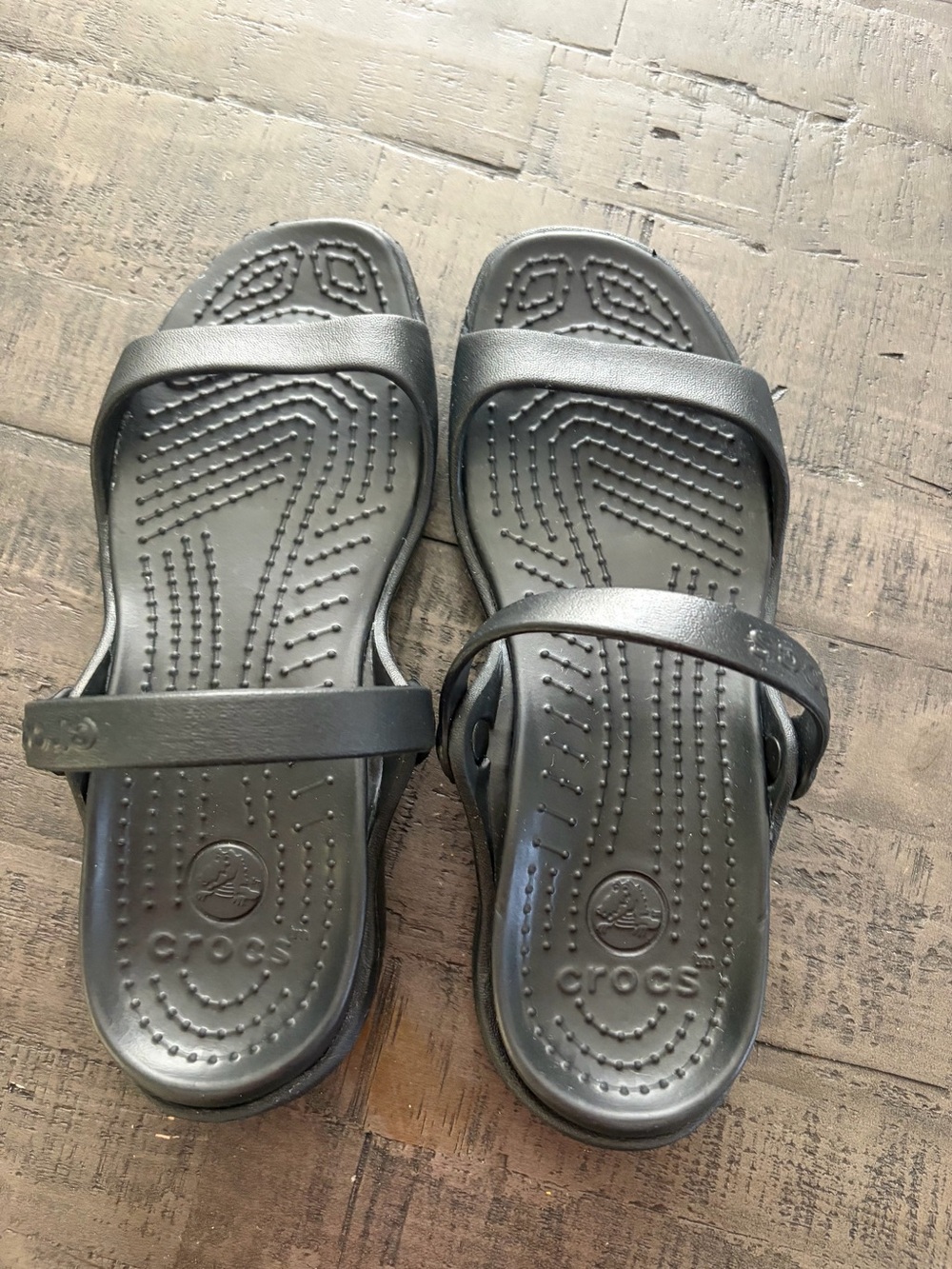 CROCS Women’s Black Double-Strap Slide Sandals